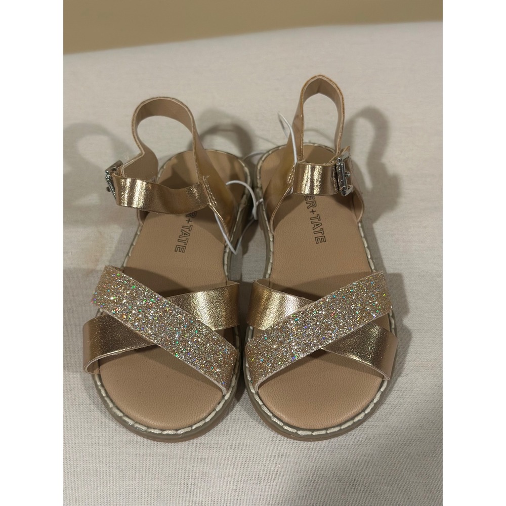 Tucker + Tate Toddler Girls Rose Gold Glitter Faux Leather Sandals Size 7D NEW